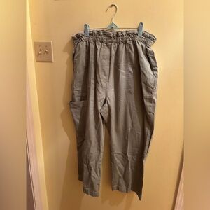 Anthropologie Olive Green Paperbag high Waist cropped Utility cargo Pants sz L